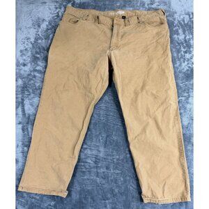 Carhartt Mens Relaxed Fit Tan Work Pants Size 44x30 Durable Cotton Canvas
